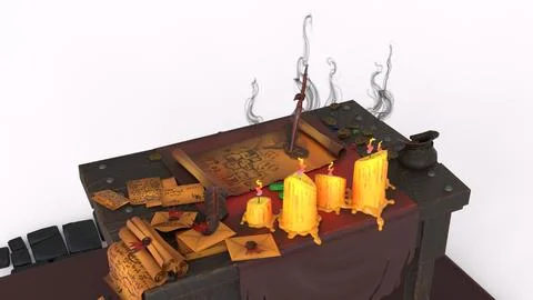 Black magic table with white background Stock Illustration