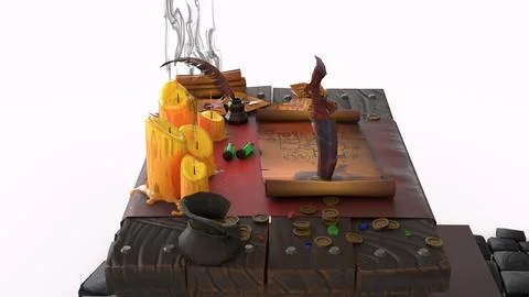 Black magic table with white background Stock Illustration