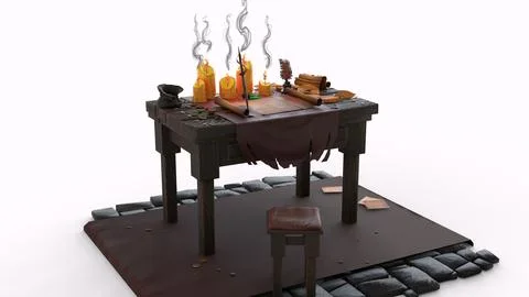 Black magic table with white background Stock Illustration