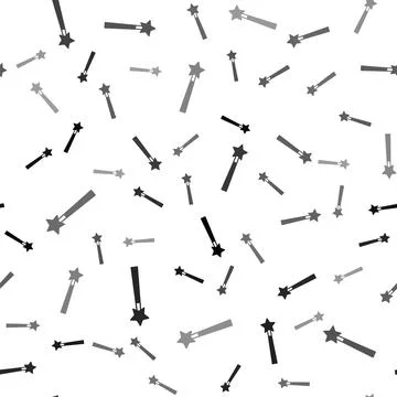 Black Magic wand icon isolated seamless pattern on white background. Star shape Illustrazione stock