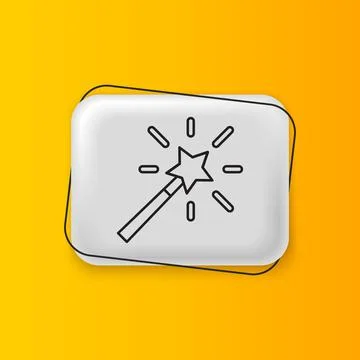 Black Magic wand icon isolated on yellow background. Star shape magic acces.. Stock Illustration
