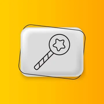 Black Magic wand icon isolated on yellow background. Star shape magic acces.. 스톡 일러스트