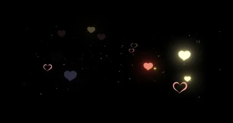 Black Magical Heart background, Bight Love, Heart shape Lighting background Stock Footage 283362305
