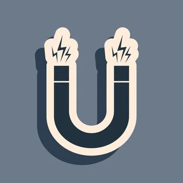 Black Magnet icon isolated on grey background. Horseshoe magnet, magnetism Stock Illustration