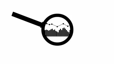 Black magnifier and graph white Stock Footage 205085944