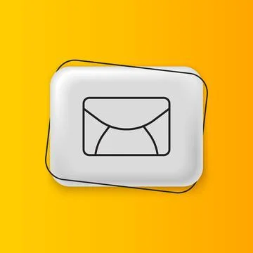 Black Mail and e-mail icon isolated on yellow background. Envelope symbol e.. Illustrazione stock