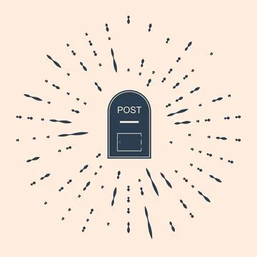 Black Mail box icon. Post box icon isolated on beige background. Abstract circle Stock Illustration