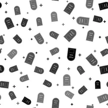 Black Mail box icon. Post box icon isolated seamless pattern on white background Stock Illustration