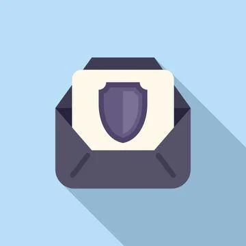 Black mail info icon flat vector. Data privacy 스톡 일러스트
