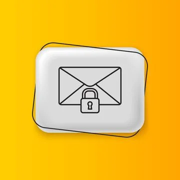 Black Mail message lock password icon isolated on yellow background. Envelo.. Stock Illustration