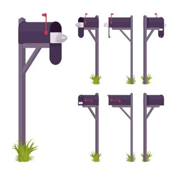 Black mailbox set Illustration