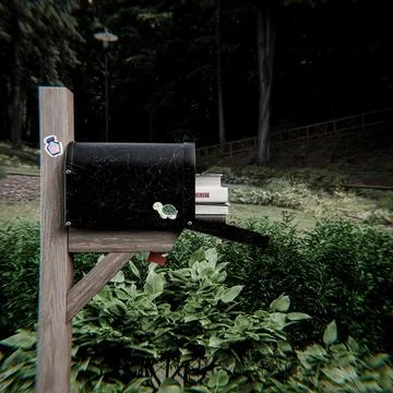 Black mailbox on a wooden post Stock Illustration