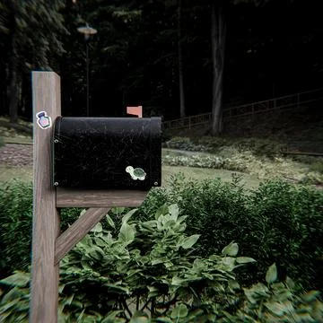 Black mailbox on a wooden post Stock Illustration
