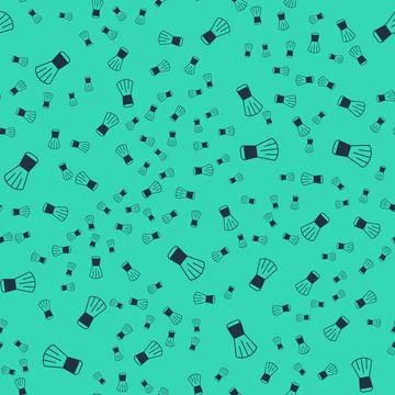 Black Makeup brush icon isolated seamless pattern on green background. Vector Stock Illustration