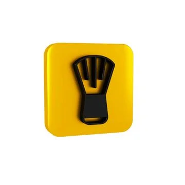 Black Makeup brush icon isolated on transparent background. Yellow square b.. Stock Illustration