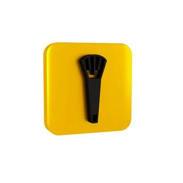 Black Makeup brush icon isolated on transparent background. Yellow square b.. Stock Illustration