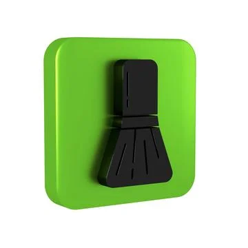Black Makeup brush icon isolated on transparent background. Green square bu.. Stock Illustration