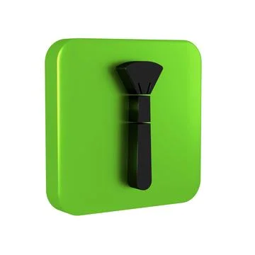 Black Makeup brush icon isolated on transparent background. Green square bu.. Stock Illustration