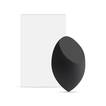 Black Makeup Sponge With Packaging Box Front View Stock Illustration