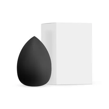 Black Makeup Sponge With Paper Packaging Box Stock Illustration