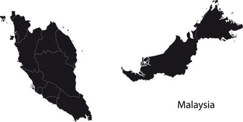 Black Malaysia map Stock Illustration