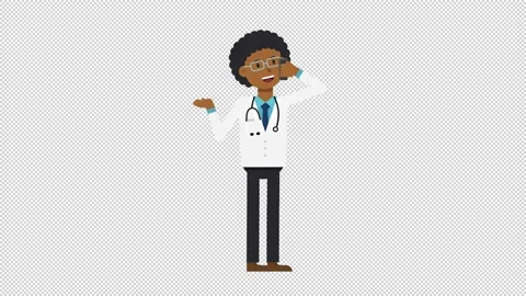 Black Male Doctor Talking on the Phone Happy Stock Footage