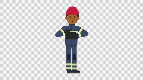 Black Male Firefighter Using Tablet Sad Stock Footage 205041351