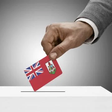 Black male holding flag. Voting concept - Bermuda Stock-Illustration