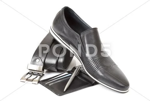 Black male shoe Stock Photos