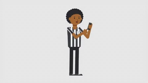 Black Male US Referee Using Phone Stock Footage 205058484