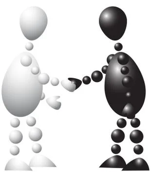 Black man and white man is shaking hands Stock Illustration