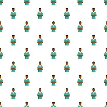 Black man avatar seamless pattern with arms crossed Stock Illustration