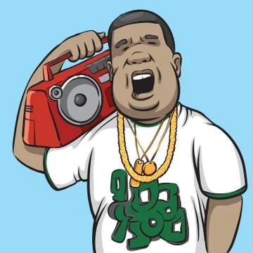 Black man with boombox on shoulder Stock Illustration