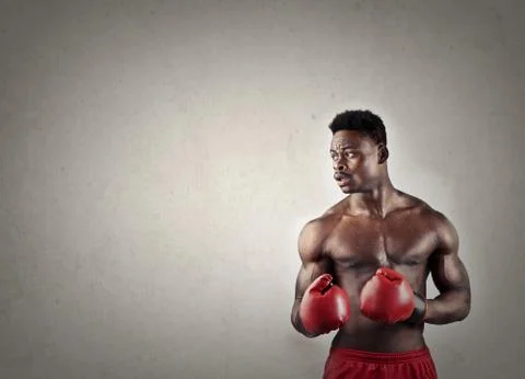 Black man in boxing stuff Stock Photos