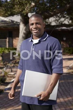 Black Man Carrying Laptop