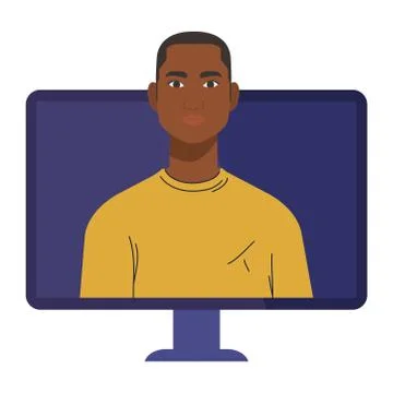 Black man cartoon in computer vector design Illustrazione stock