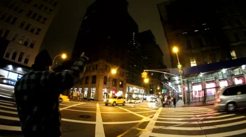 Black man catching cab Stock Footage 54470029