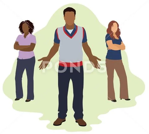Black Man Choosing Between 2 Women Stock Illustration
