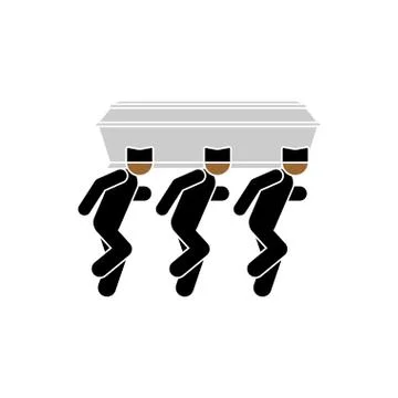 Black man dancing with coffin icon. African American Dance with coffin. Vecto Stock Illustration