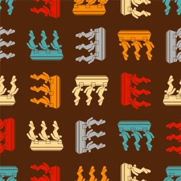 Black man dancing with coffin pattern seamless. African American Dance with c Stock Illustration