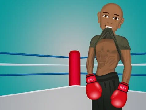 Black man does boxing Stock Illustration