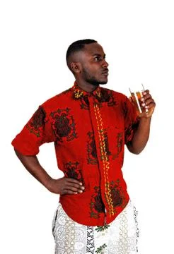 Black man drinking tee. Stock Photos