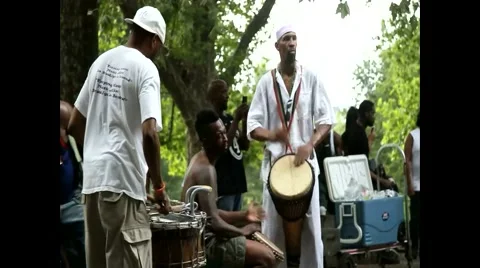 Black man drumming Stock Footage 54470018