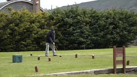 Black Man Golf Swing tee off in High Definition Slow Motion Stock Footage 106535743