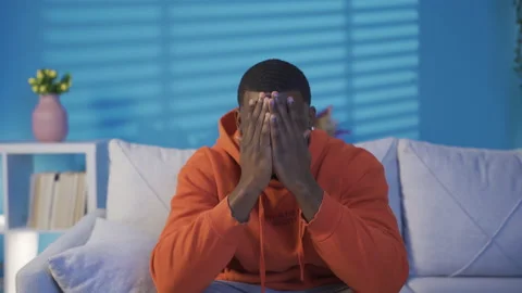 Black man having a nervous breakdown. To quarrel, to argue. Stock Footage 228809070