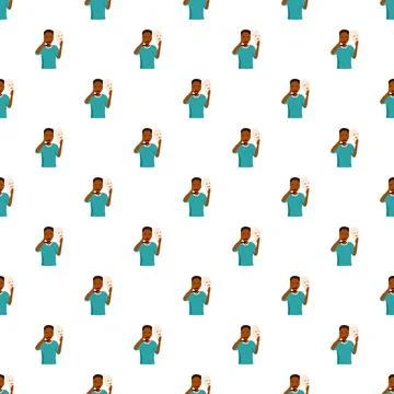 Black man holding a mask pattern wallpaper design Stock Illustration