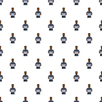 Black man holding a tablet seamless pattern Stock Illustration