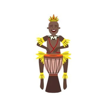 Black Man In Indigenous Brazilian Costume Stock Illustration