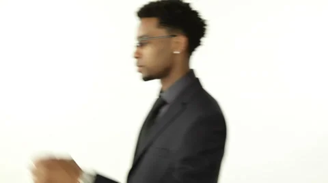 Black man isolated on white Stock Footage 30365366