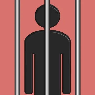 Black Man in Jail Stock Illustration